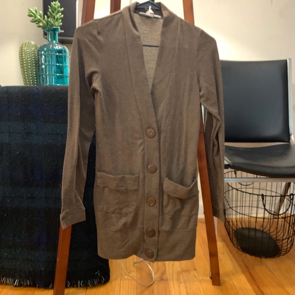 🔺 Charlotte Russe Long Button Up brown Cardigan